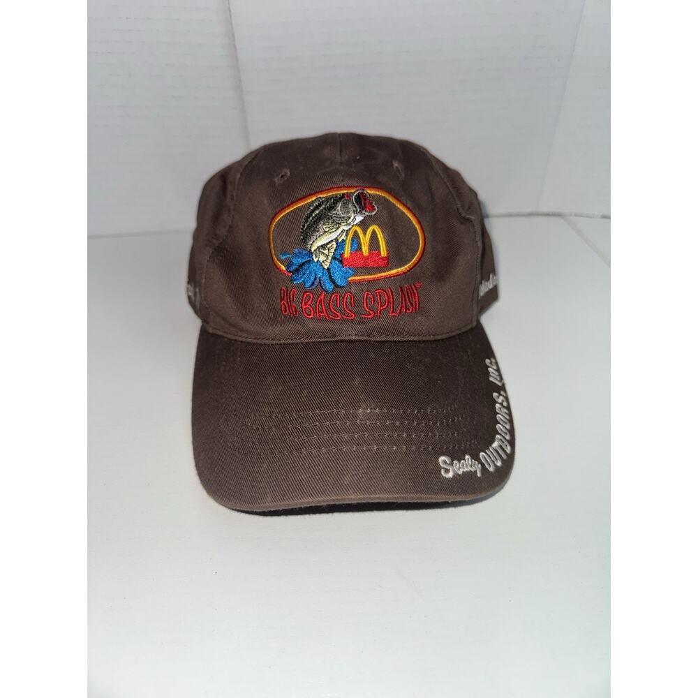 Big Bass Splash Fishing Fish McDonalds Sealy Outdoors Hat Brown Baseball Cap